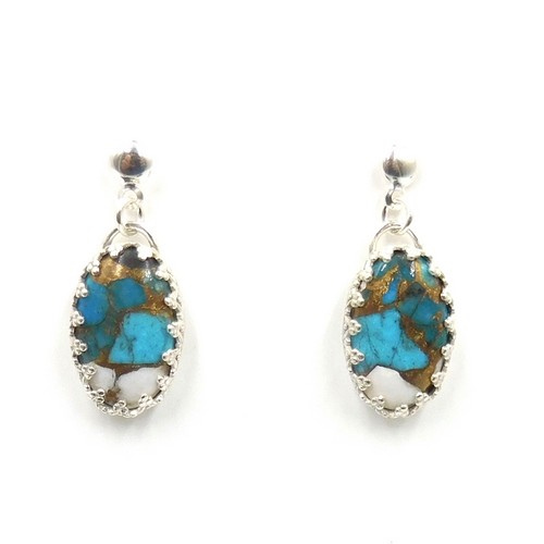Click to view detail for DKC-2092 Earrings, White Buffalo Kingman TQ $96